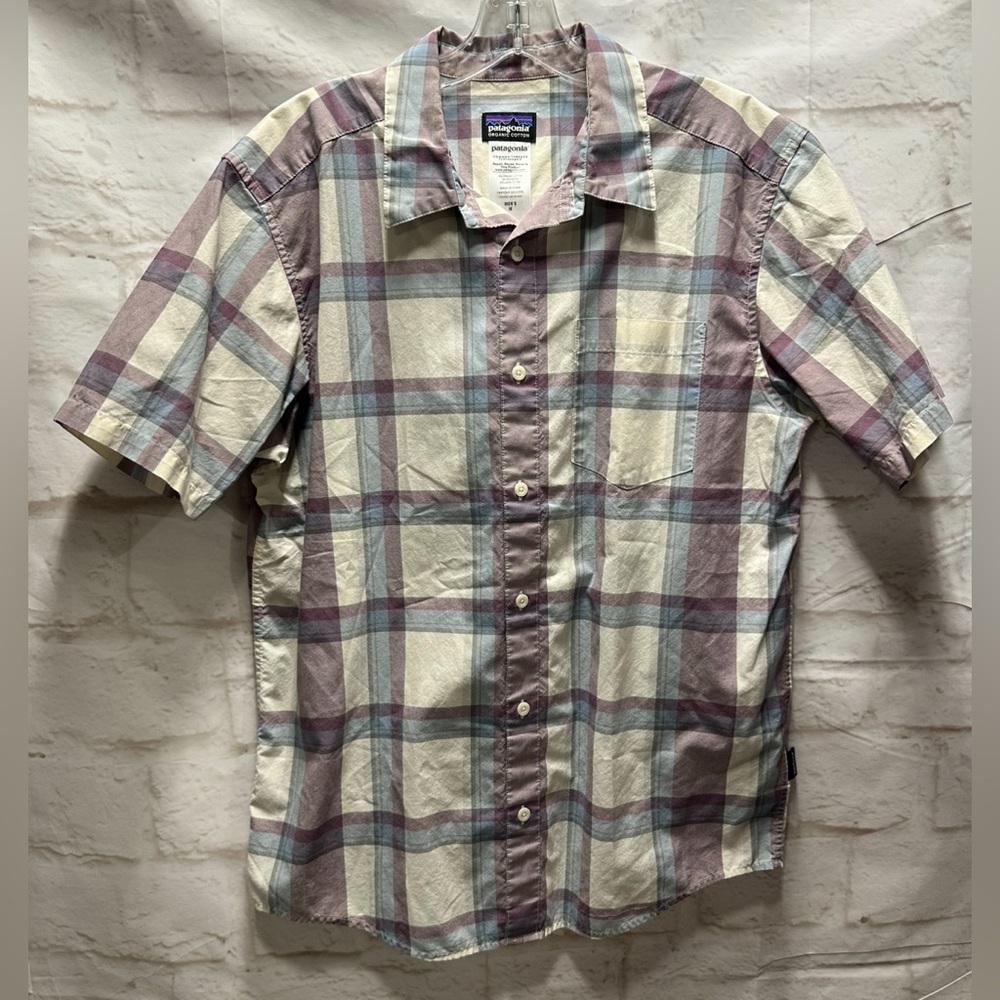 Patagonia organic‎ cotton short sleeve plaid shirt size medium